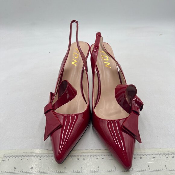 YDN Wine Stiletto Heel Pumps Bow Pointed Toe Slingback Slip on Sandals Shoes - Picture 3 of 8